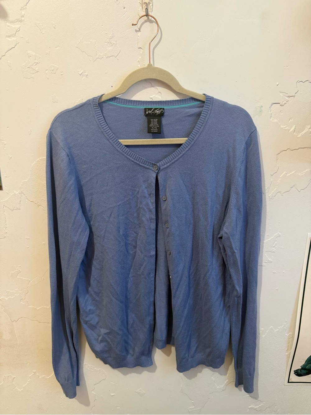 Lord & Taylor Blue Button-Front Cotton Cardigan